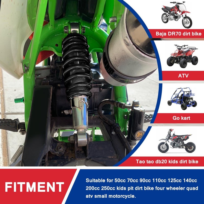 HOOUP 260mm 10.2" Adjustable Rear Shock for 50cc 70cc 90cc 110cc 125cc Baja Motorsports DR70 Tao Tao DB20 Kids Pit Dirt Bike Four Wheeler Quad ATV Small Motorcycle Heavy Duty Black - Image 3